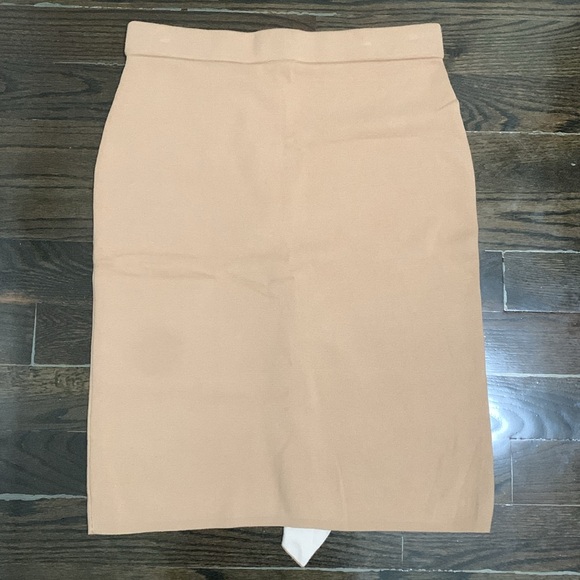 NWT Ann Taylor Camel Tan Ruffle Knit Sweater Straight Pull Up Skirt - Picture 3 of 6